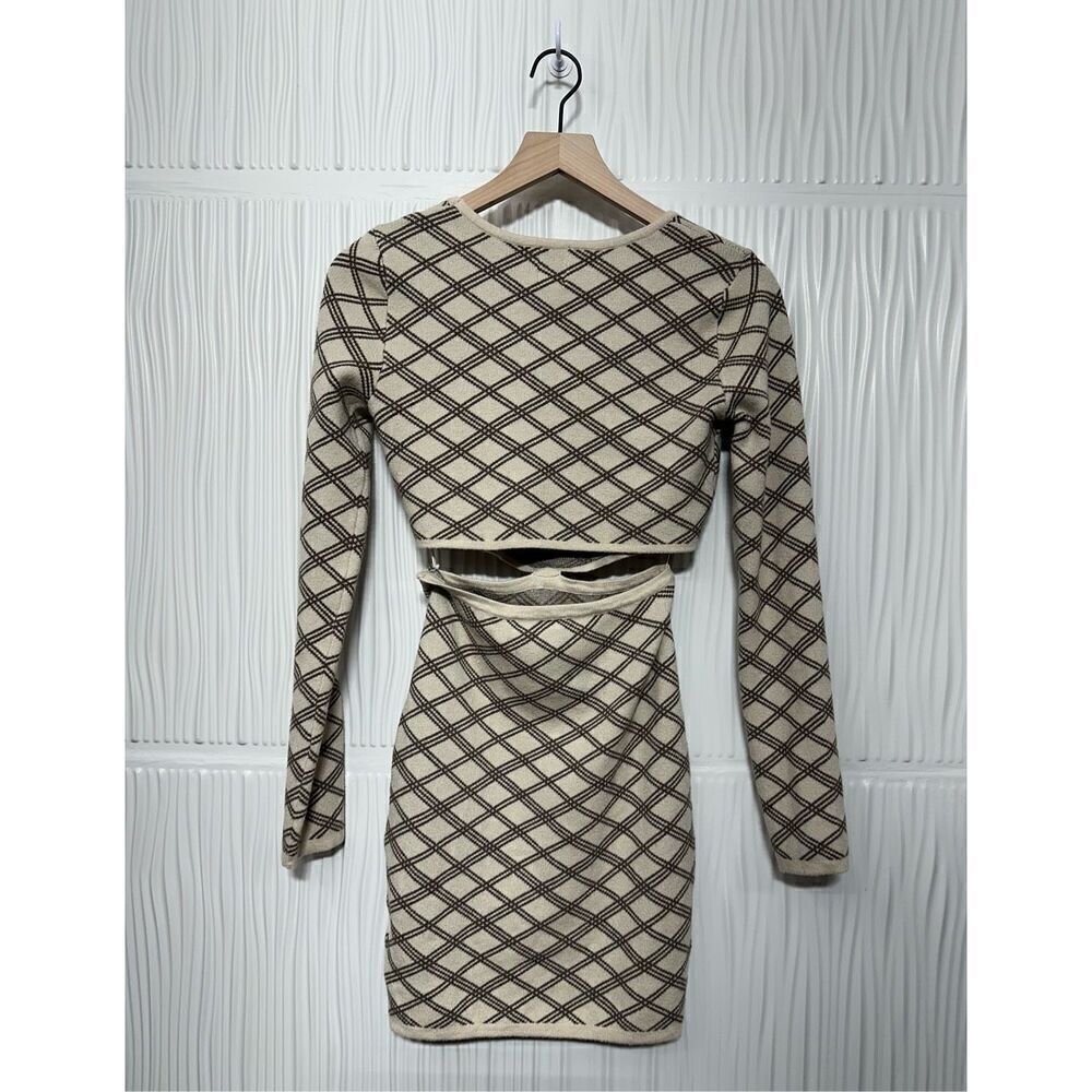 Princess Polly LAUREL MINI DRESS CREAM / BROWN - Picture 3 of 7